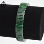 Bracelet vert pierre malachite extensible étirable rond semi rigide vintage