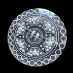 Broche ronde en lucite plexi motifs fleurs et oiseaux Art Nouveau Déco ancienne