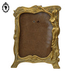 Cadre doré pour photo carte postal à poser en laiton style art nouveau