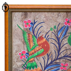Cadre souvenir Mexique oiseaux fluo 54 x 45 cm vintage
