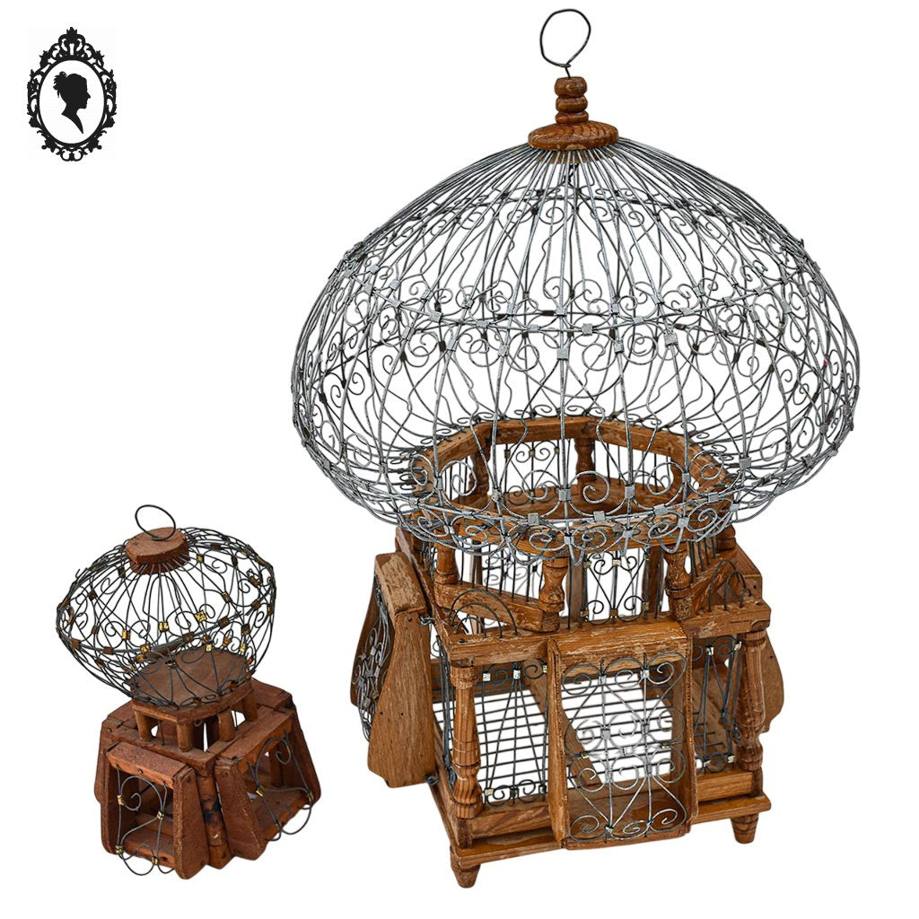 Cages à oiseaux décoratives fer et bois rondes vintages anciennes