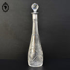 Carafe à liqueur ancienne verre avec bouchon diamant taillé cristal monture argent