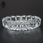 Cendrier en cristal ciselé blanc épais rond D 16 cm vintage