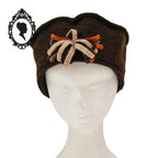 Chapeau femme laine marron foncé fleur NEUF Taille S 54 cm