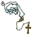 Chapelet rosaire Lourdes en perles bleu pastel objet religieux