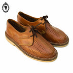 Chaussures neuves enfant anciennes vintages cuir marron camel