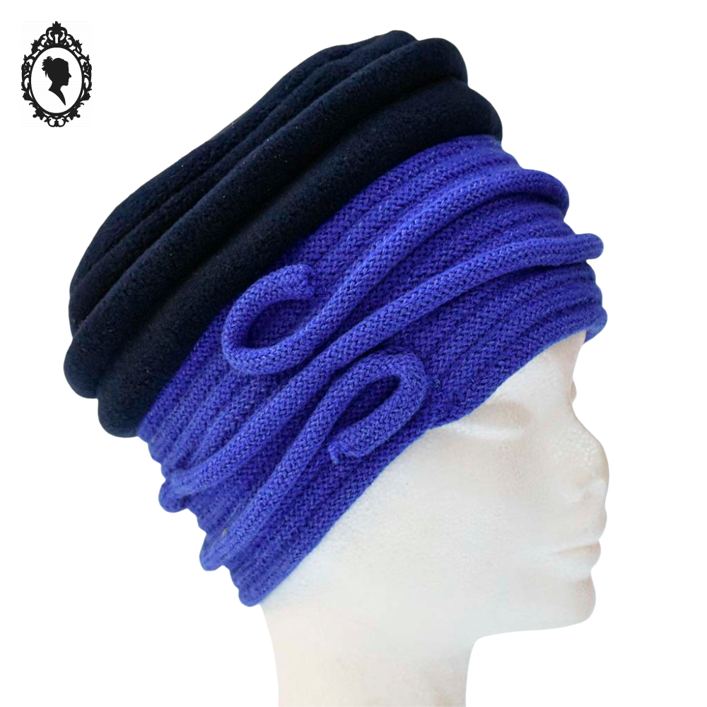 Chic Chapeau bonnet bleu enfant polaire forme cloche Tout en tête NEUF Taille 46 cm