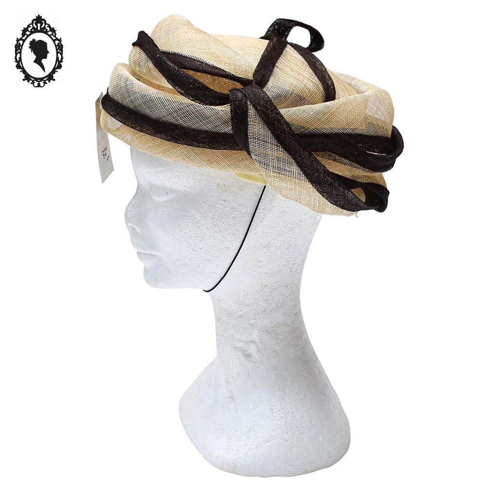 Chic Chapeau femme cérémonie beige marron JOA NELL sisal paille NEUF Taille M ou 56 cm