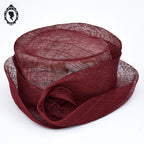 Chapeau femme cérémonie rouge bordeaux JOA NELL sisal paille NEUF Taille S ou 55 cm