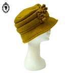 Chic Chapeau femme polaire vert jaune forme cloche NEUF Taille S M 55 - 56 cm