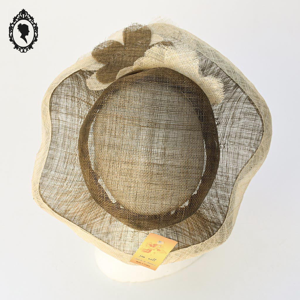 Chic chapeau fille enfant cérémonie marron festonné Joa Nell 52 cm Taille XS Neuf