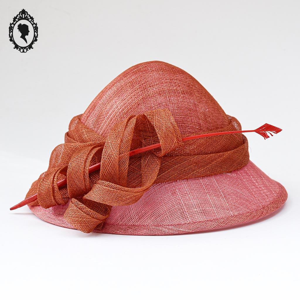 Chic chapeau fille enfant cérémonie rose orange 55 cm Taille S Neuf