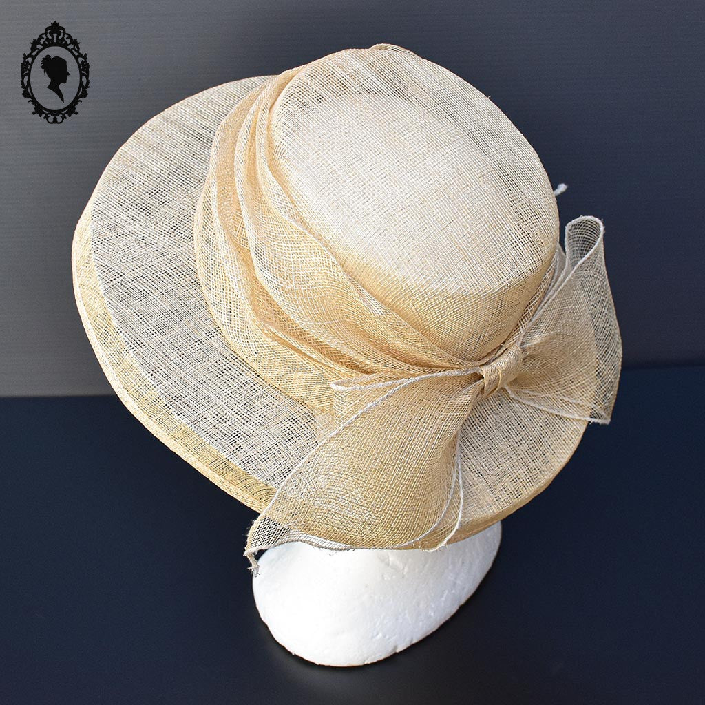 Chic chapeau nœud femme beige fibre naturelle T M  57 cm