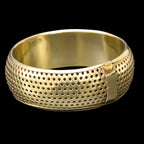 Chic gros bracelet manchette jonc large bombé laiton doré petits trous vintage