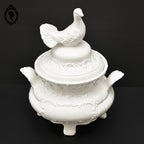Chic soupière porcelaine blanche oiseau colombe Italie vintage