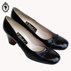 Chics escarpins à talon en cuir noir NERI Made in Italie P 37 ½ vintage