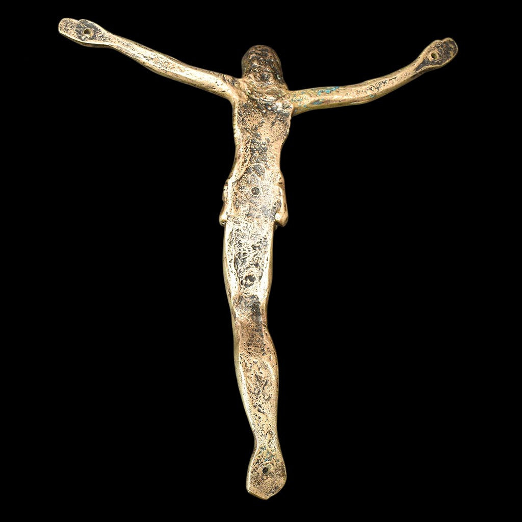 Christ crucifix H 33 cm en bronze doré signé J Mehary
