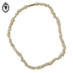 Collier en pierre de nacre crème blanc cassé chips vintage