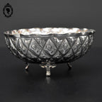 Coupelle coupe petit plat sur pied trépied métal argenté festonné