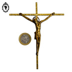 Croix christ crucifix mural en bronze doré signé Mermet vintage