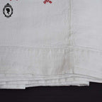 Drap ancien lettre monogramme rouge GV coton lin épais 183 x 280 cm
