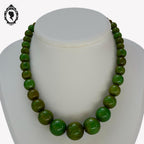 Élégant collier Art déco vert en bakélite perles rondes en cascade ancien