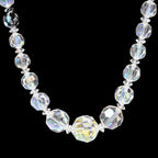 Élégant collier en cristal aurore boréale AB blanc en cascade bijou ancien vintage