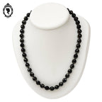 Élégant collier perle de verre facetté noir vintage ancien