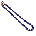 Élégant collier perles de verre vénitien Murano bleu cobalt vintage