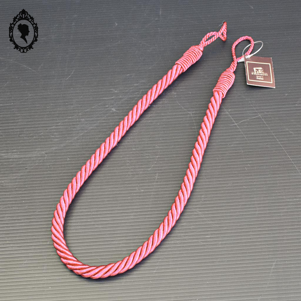 Embrasse corde rose fushia rouge satiné simple passementerie attache pour rideau style Houles neuf