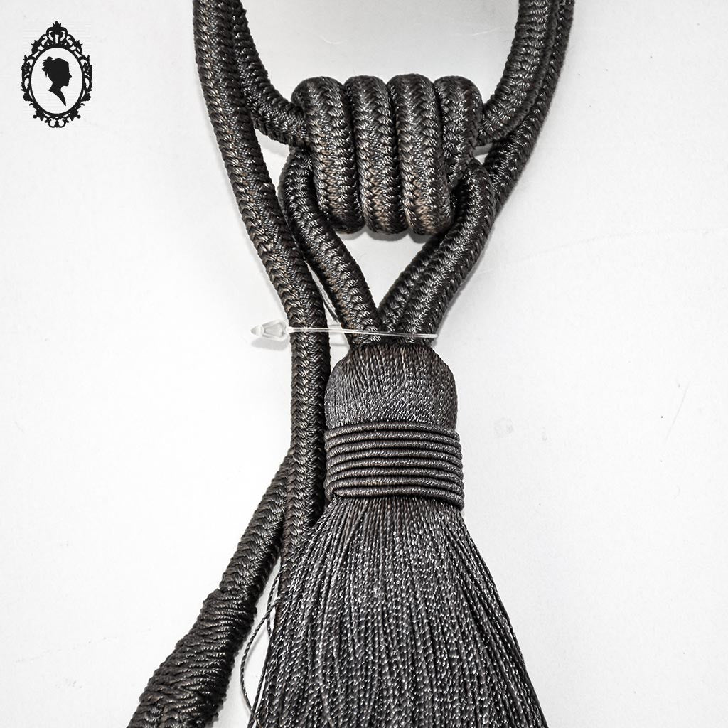 Embrasse pompon gland de clé cordon gris passementerie pour rideau style Houles neuf