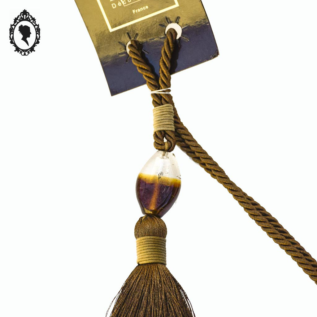 Embrasse pompon gland de clé perle cordon marron passementerie pour rideau style Houles neuf