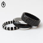 Ensemble de 3 bracelets rigides joncs noir et blanc vintages