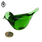 Figurine Oiseau en verre soufflé vert à poser presse papier objet déco de vitrine vintage