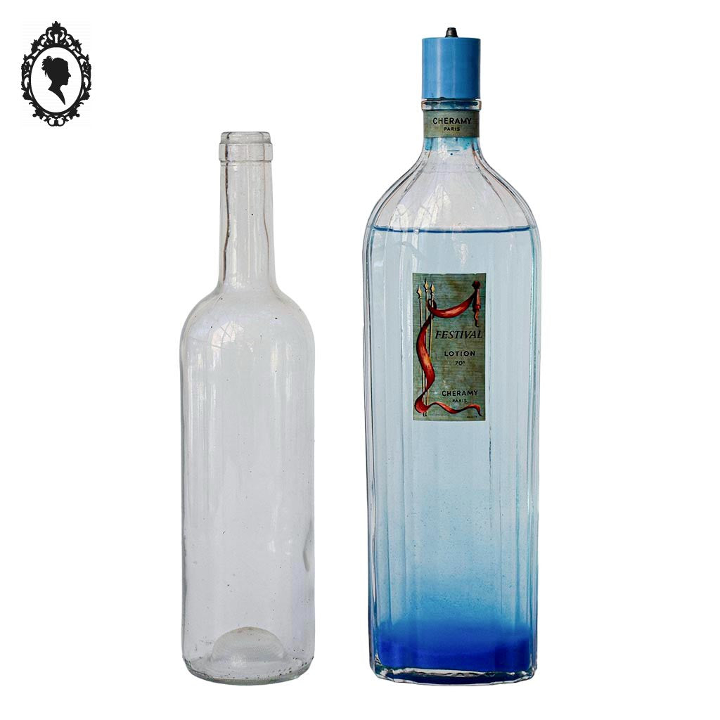 Flacon bouteille collection Festival Cheramy Paris parfum lotion bleu ancien vintage