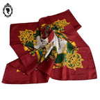 Foulard soie collection Marcelle Griffon voiture ancienne rouge vert blanc jaune vintage