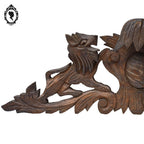 Fronton d’armoire, miroir ou meuble en bois sculpté Lion 58 x 20 cm ancien