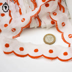 Galon blanc et orange 3 cm  17 mètres passementerie mercerie vintage pop