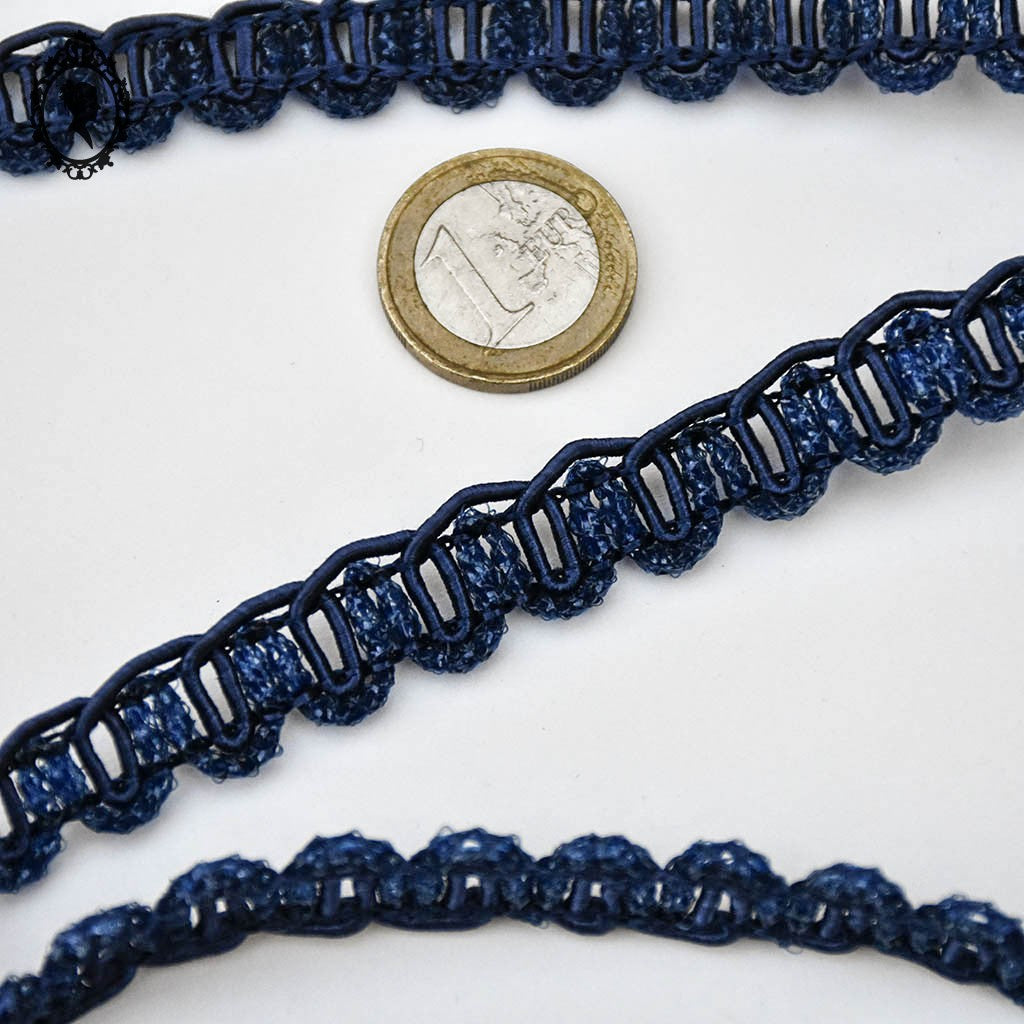 Galon bleu marine effet pailleté L 1,2 cm 12 m passementerie vintage pop
