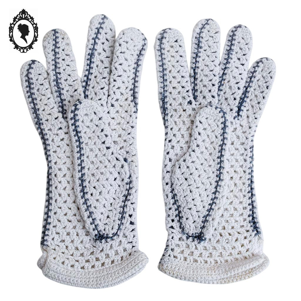 Gants blancs coton épais femme crochet ajouré T 6 12 - 6,5