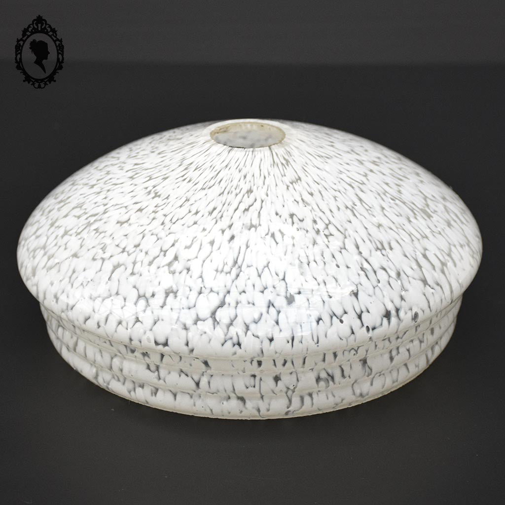 Globe tulipe abat-jour blanc rond verre de Clichy moucheté Art déco