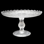 Grand compotier coupelle coupe serviteur plat sur pied en verre moulé festonné