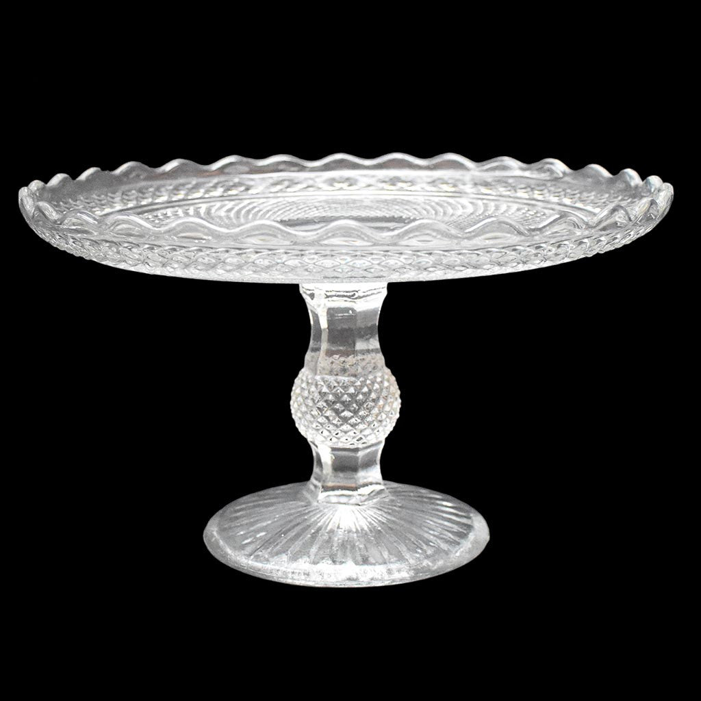 Grand compotier coupelle coupe serviteur plat sur pied en verre moulé festonné