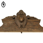 Grand long fronton d’armoire ou lit en bois sculpté 104 cm ancien vintage