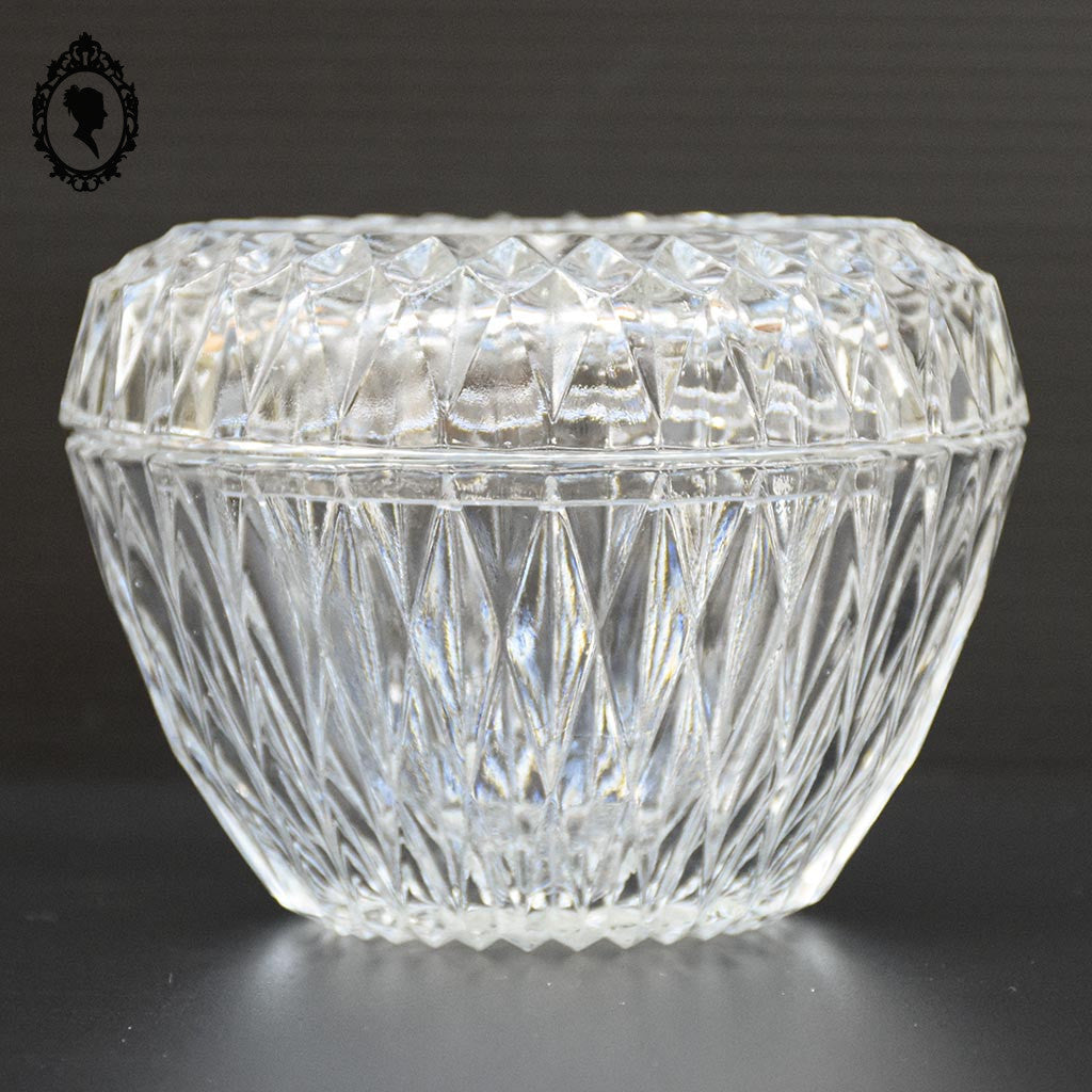 Jolie bonbonnière sucrier rond verre semi cristal Duralex vintage
