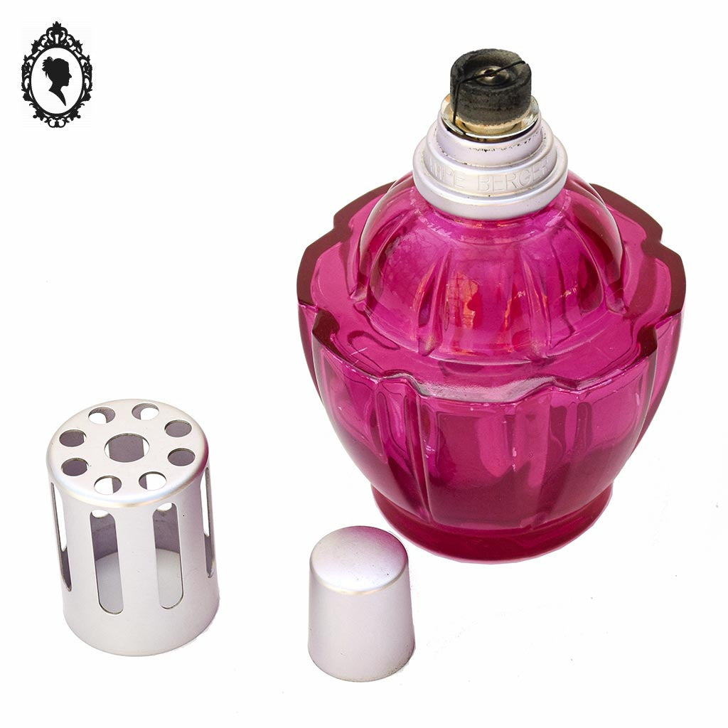 Lampe collection berger Paris rose vif verre épais fleur