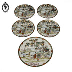 Lot 1 plat 4 assiettes art d’Asie porcelaine japonaise Japon Rokuzo signées 1920 1940 anciennes or