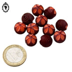 Lot 11 boutons boule rouge vermillon plastique vintage D 1 cm