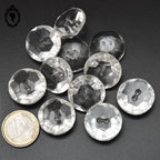 Lot 11 boutons diamant verre blanc transparent facetté D 2,3 cm 23 mm anciens
