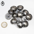 Lot 13 boutons gris argenté effet facetté à queue plastique D 2,5 cm